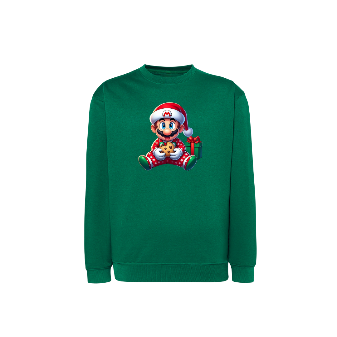 Sweatshirt Estampa De Natal Super Mario