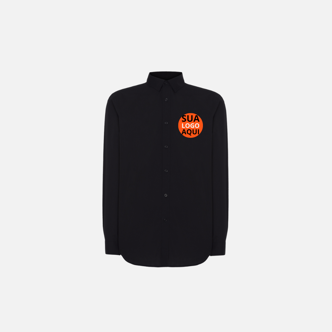 Camisa Social Manga Longa Logo Simples