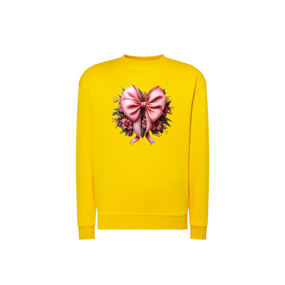 Sweatshirt Estampa De Natal Laço Rosa
