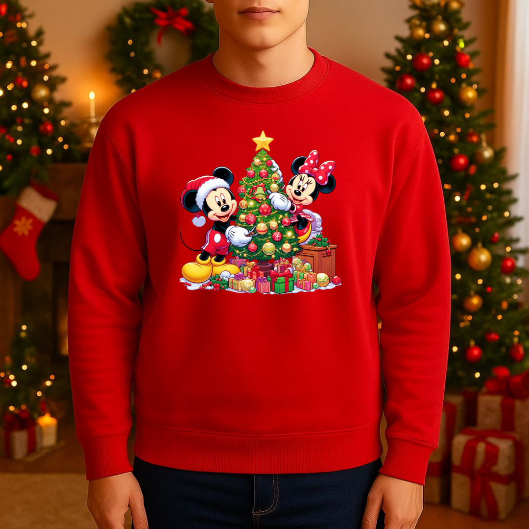 Sweatshirt Estampa De Natal Mickey e Minnie
