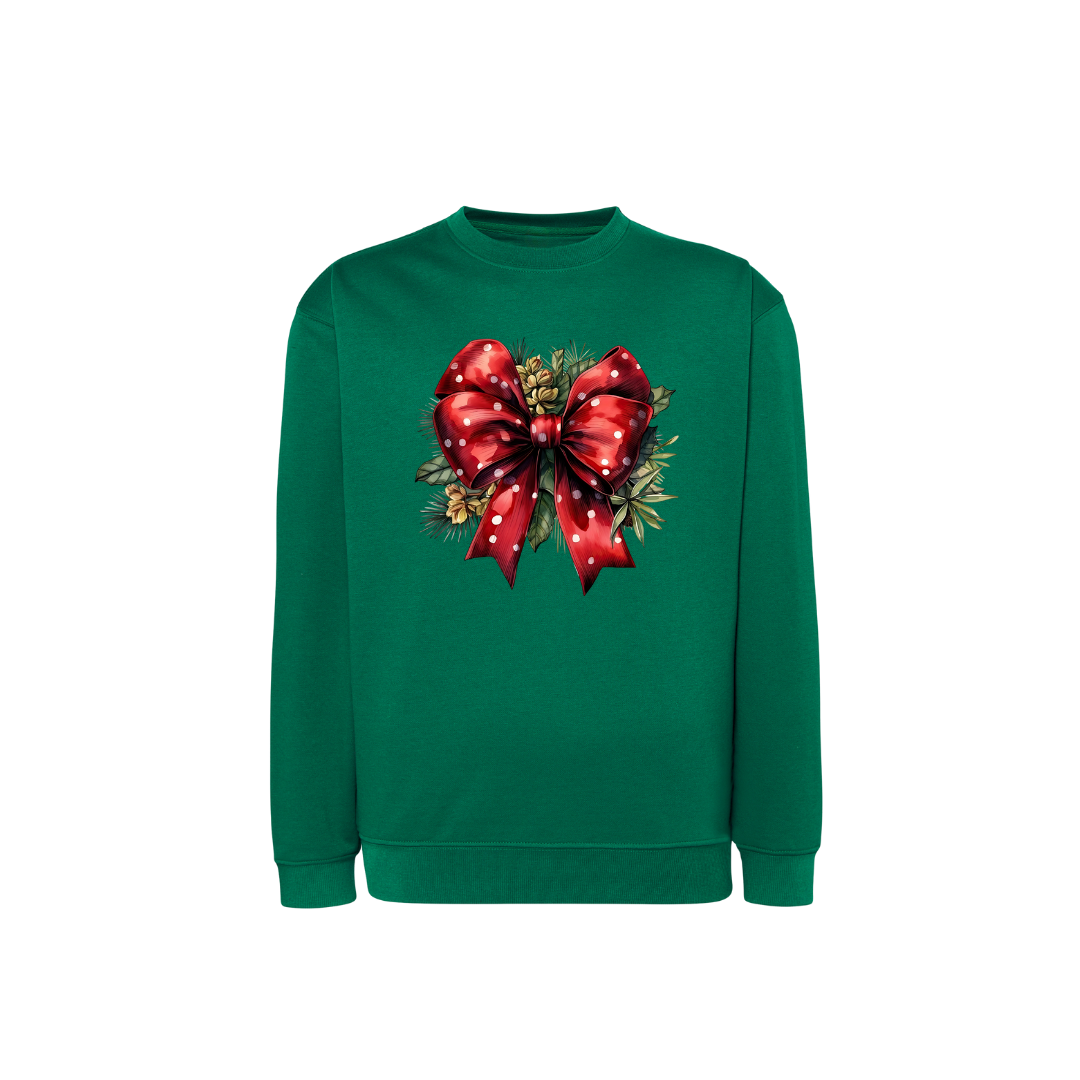 Sweatshirt Estampa De Natal Laço Vermelho