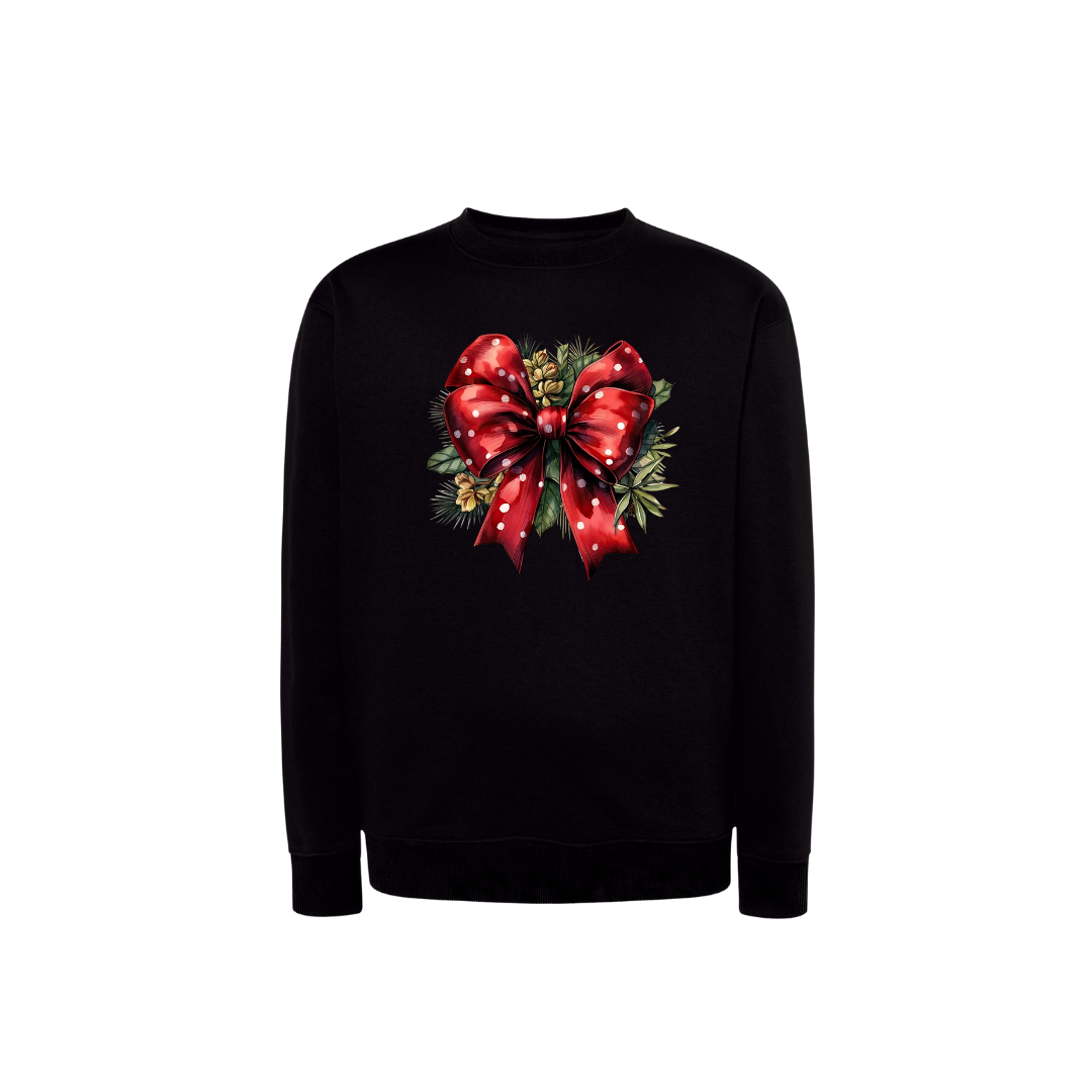 Sweatshirt Estampa De Natal Laço Vermelho