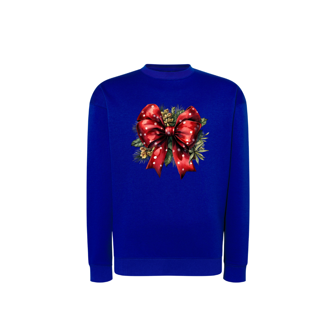 Sweatshirt Estampa De Natal Laço Vermelho