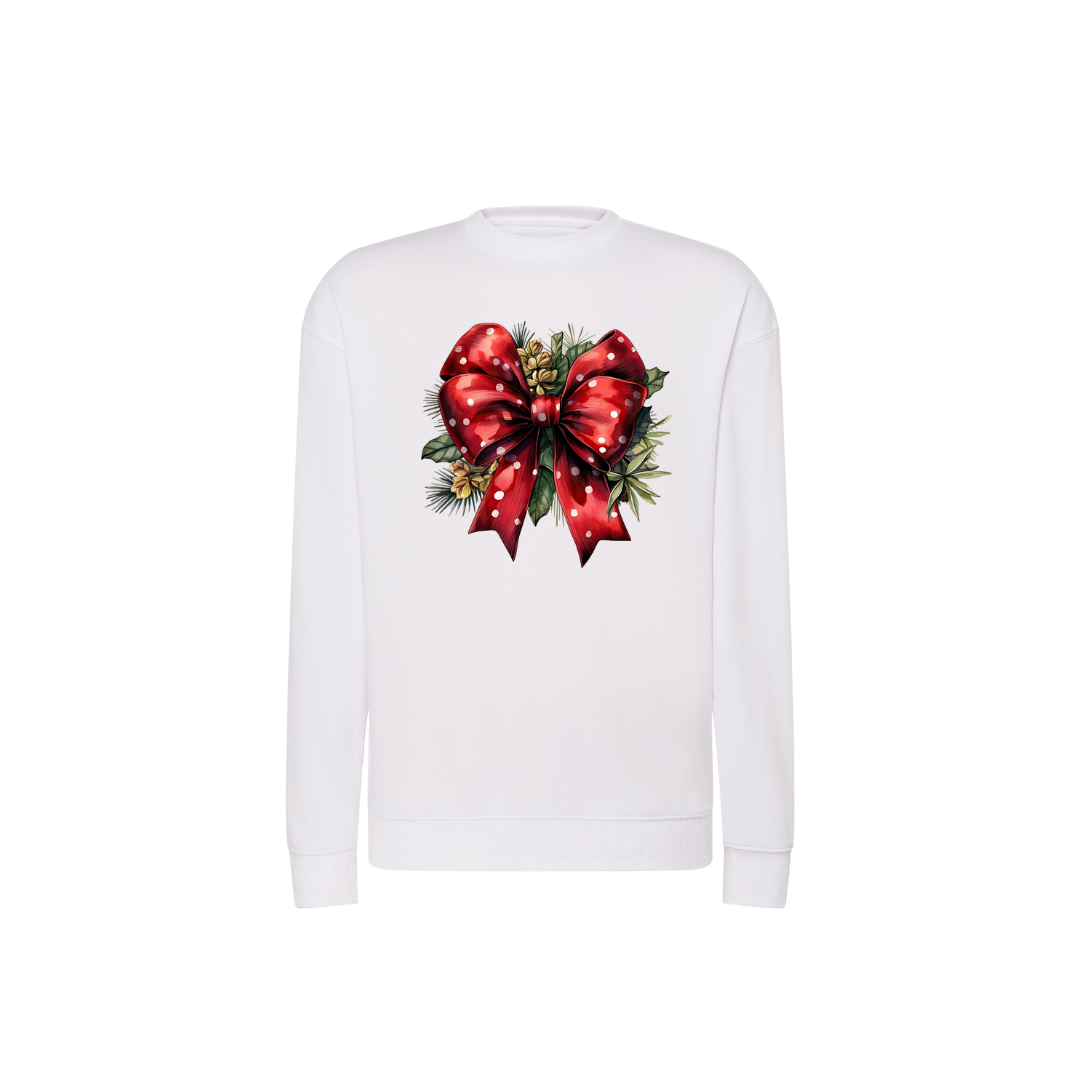 Sweatshirt Estampa De Natal Laço Vermelho