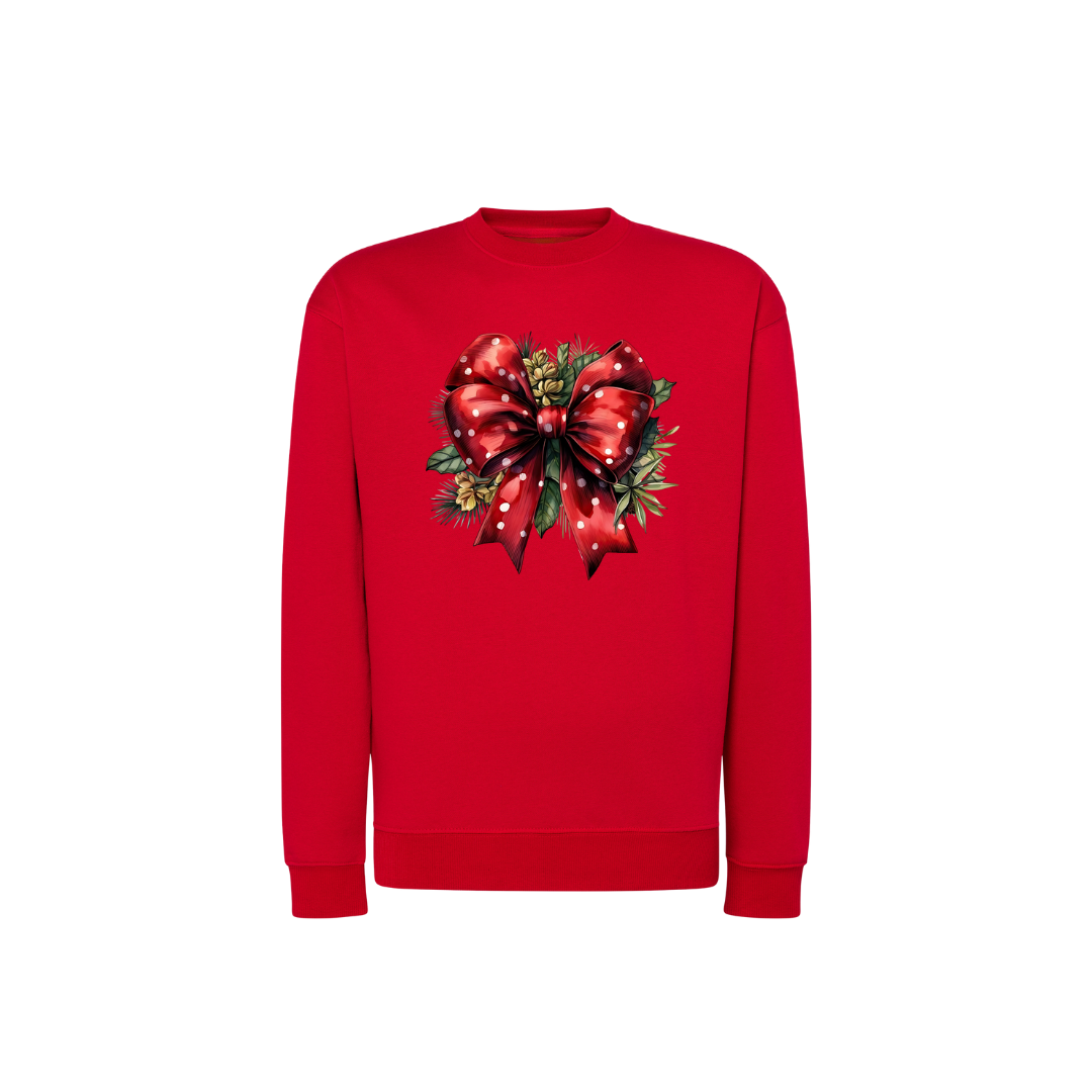 Sweatshirt Estampa De Natal Laço Vermelho