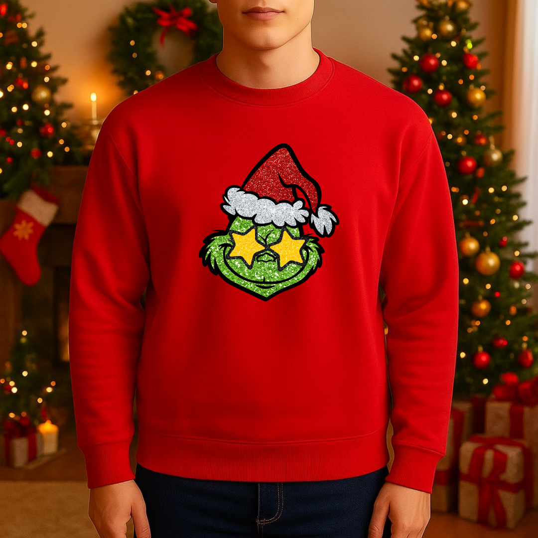 Sweatshirt Estampa De Natal Grinch Glitter