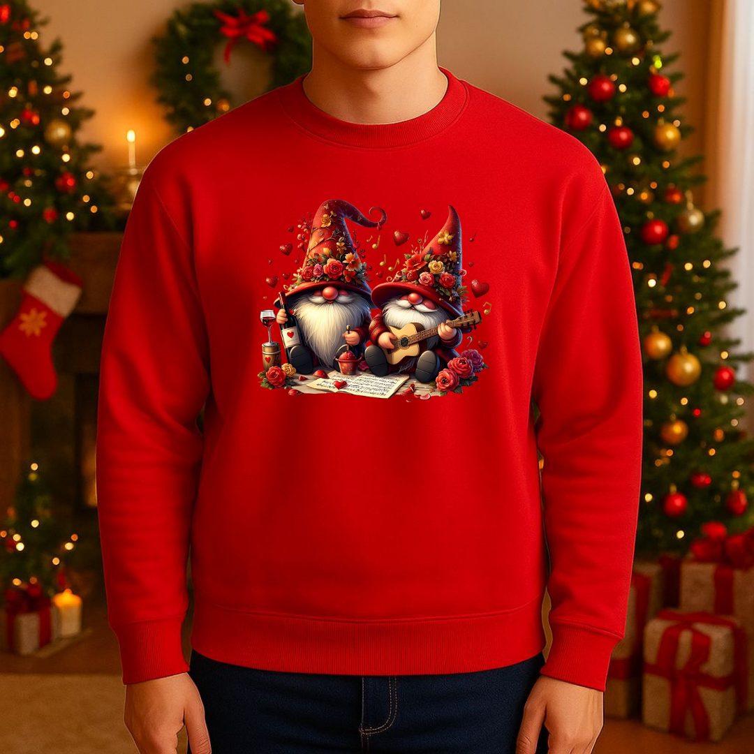 Sweatshirt Estampa De Natal Gnome e Vinhos