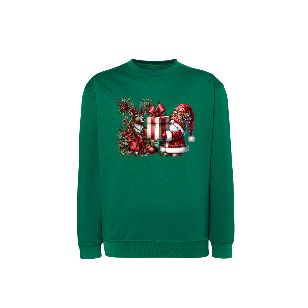 Sweatshirt Estampa De Natal Gnome e Rena
