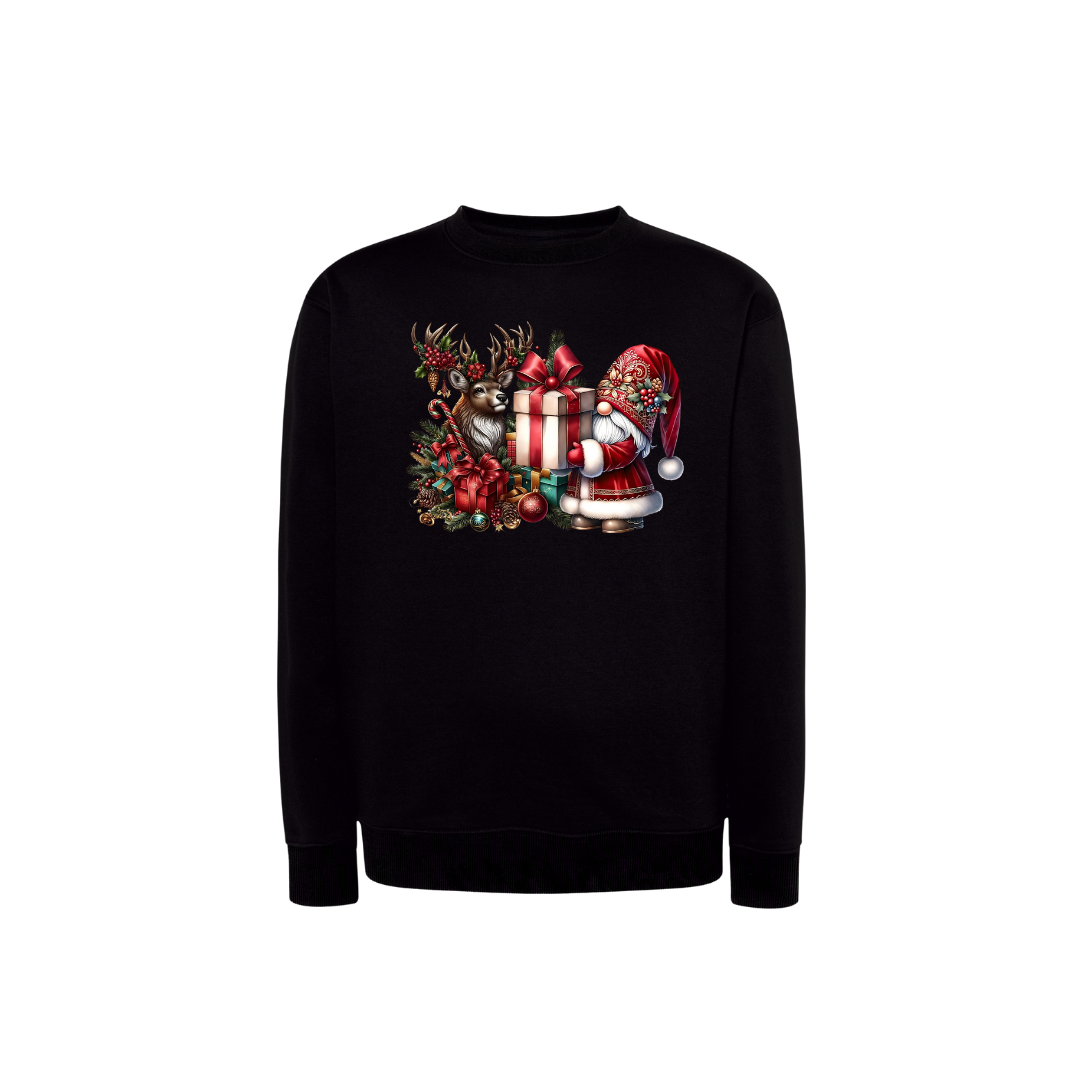Sweatshirt Estampa De Natal Gnome e Rena