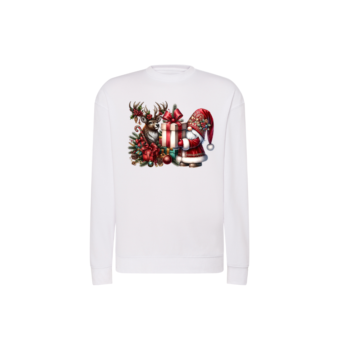 Sweatshirt Estampa De Natal Gnome e Rena