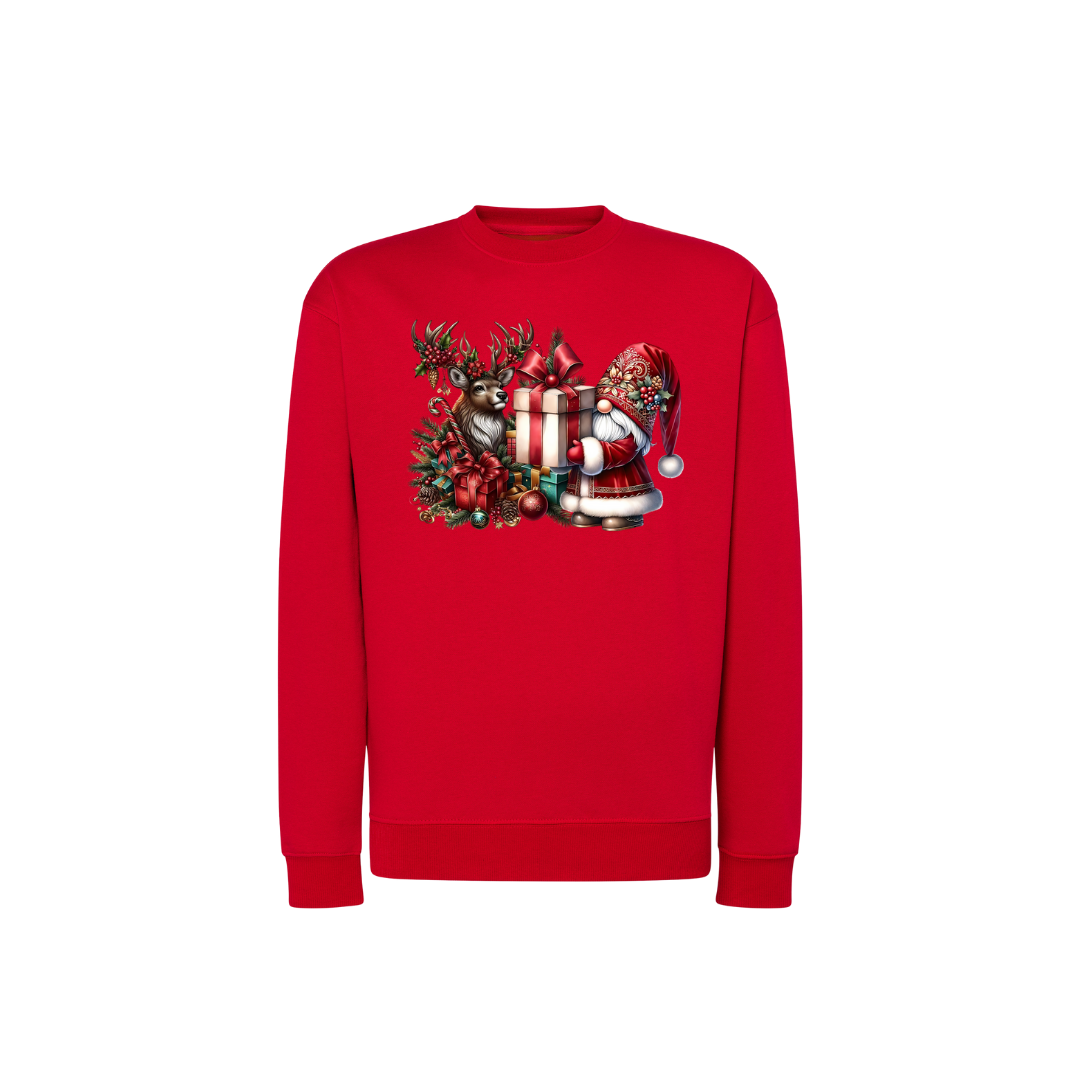 Sweatshirt Estampa De Natal Gnome e Rena