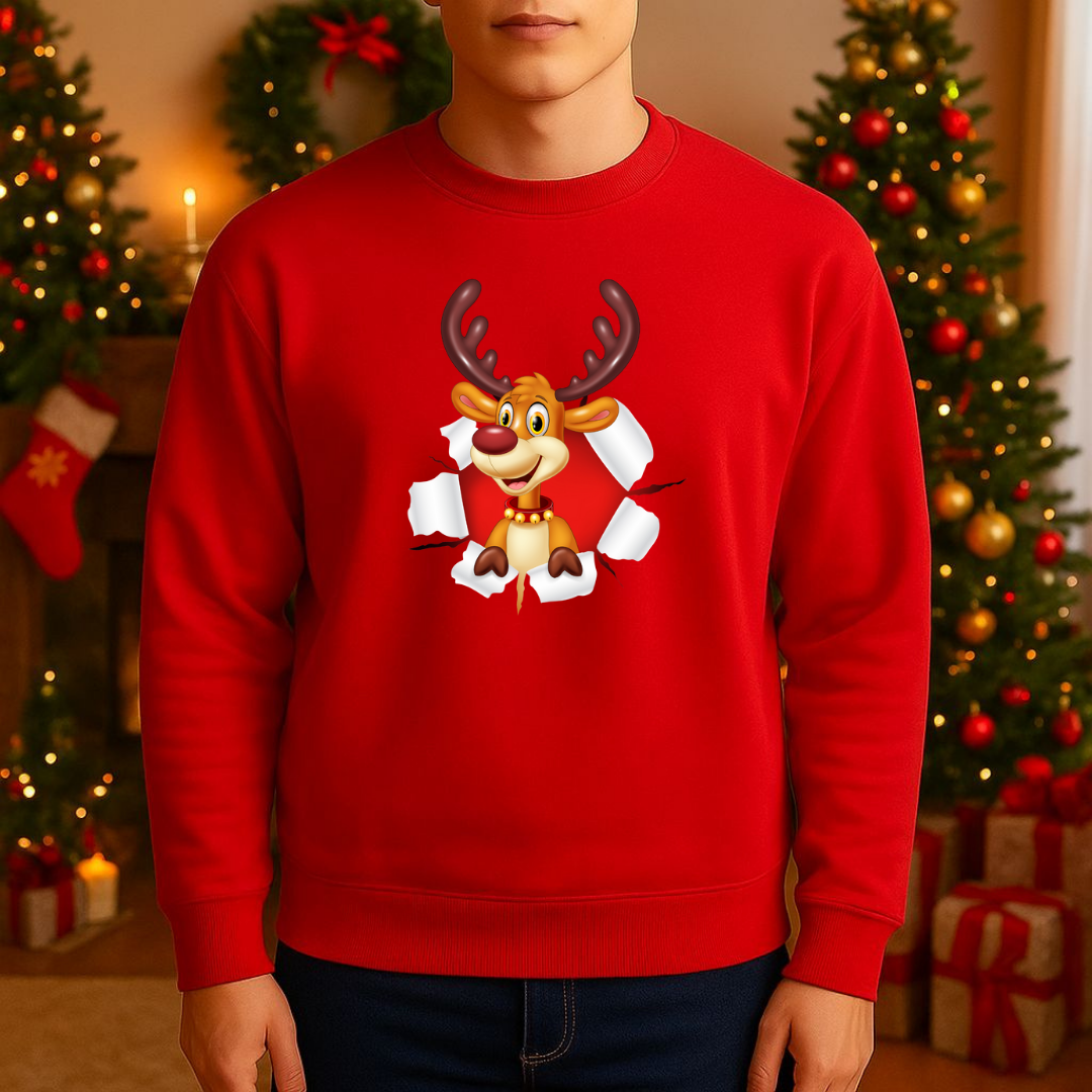 Sweatshirt Estampa Rena De Natal