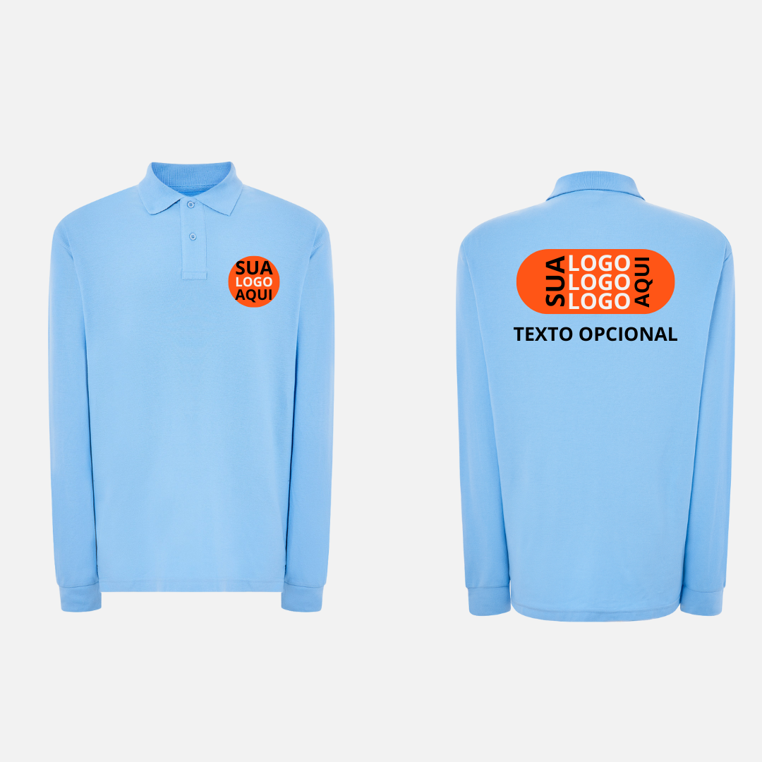 Polo Manga Longa Masculina e Feminina Logo Frente e Costa