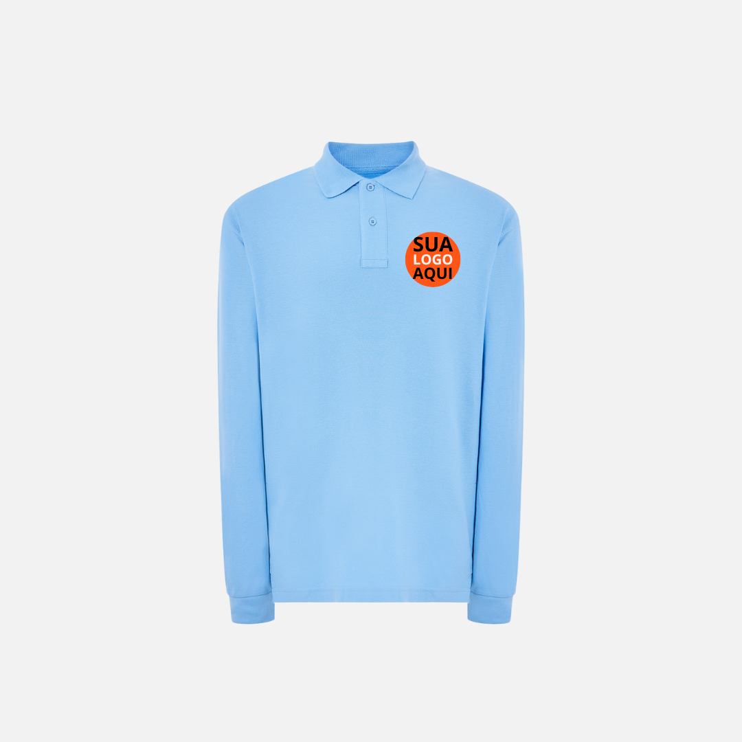 Polo Manga Longa Masculina e Feminina Logo Simples
