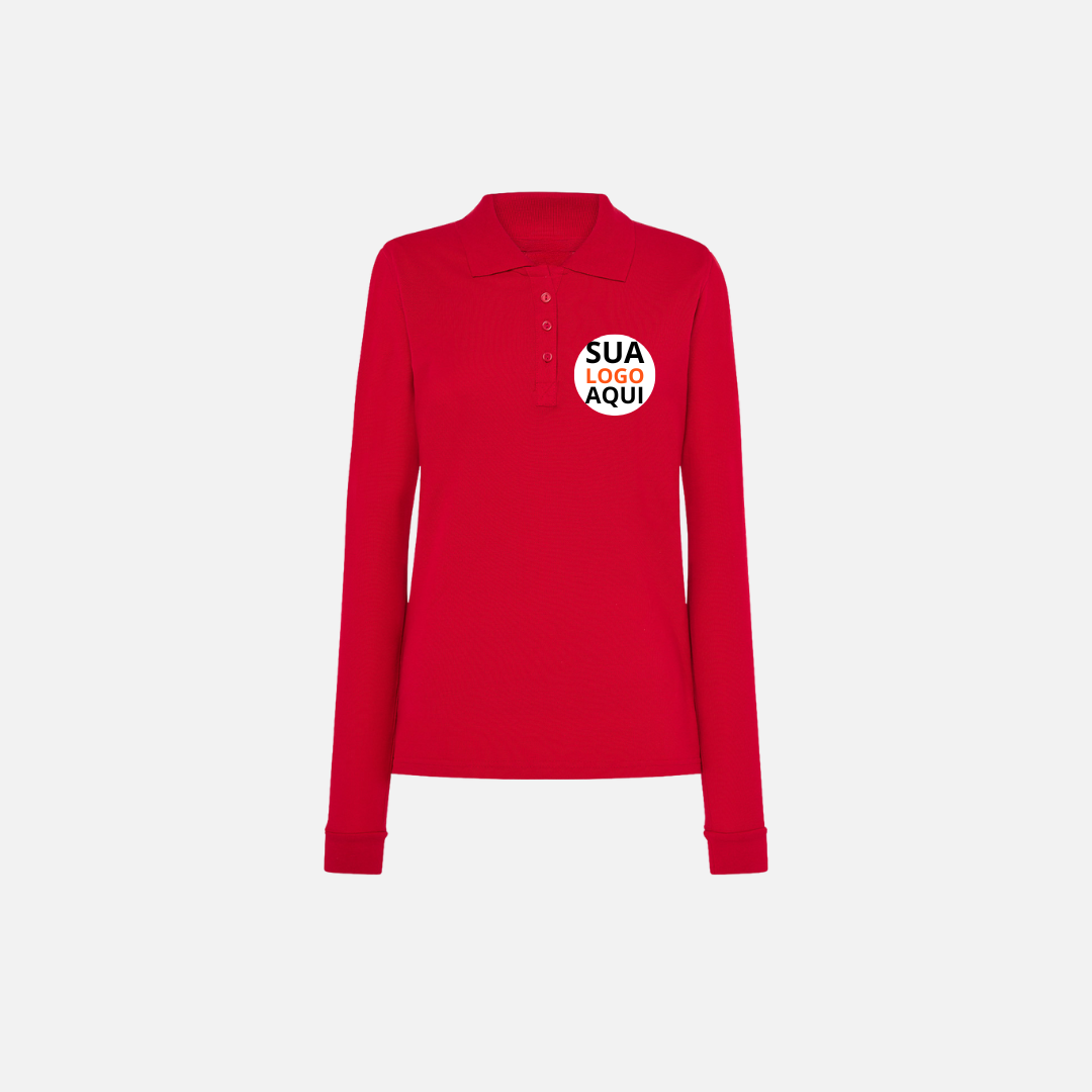 Polo Manga Longa Masculina e Feminina Logo Simples