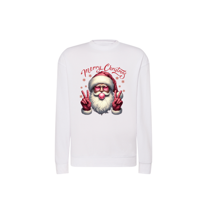Sweatshirt Estampa De Natal Papai Noel Rosa