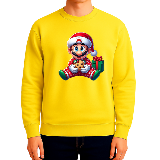 Sweatshirt Estampa De Natal Super Mario