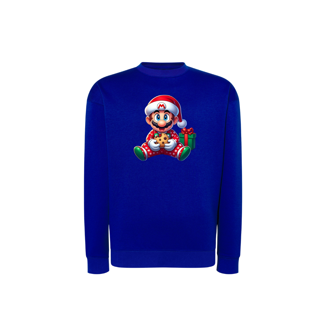 Sweatshirt Estampa De Natal Super Mario