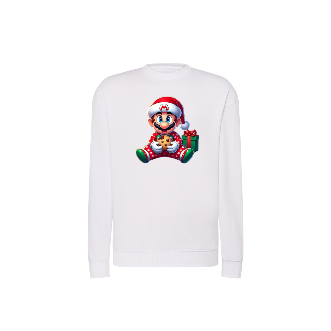 Sweatshirt Estampa De Natal Super Mario