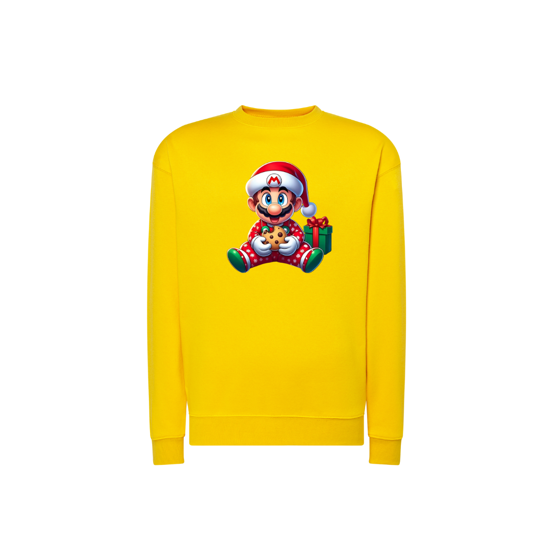Sweatshirt Estampa De Natal Super Mario