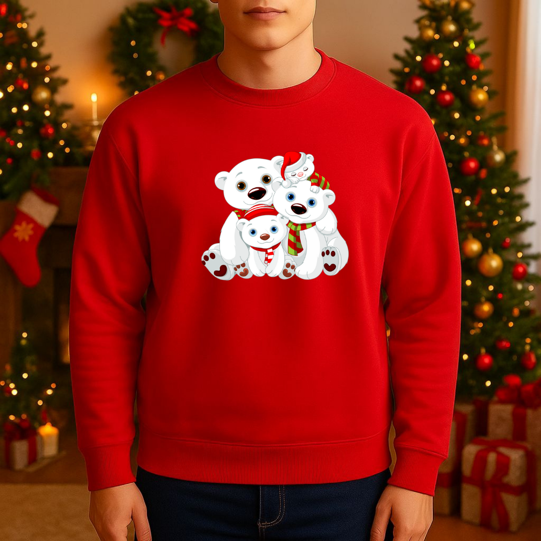 Sweatshirt Estampa De Natal Família Urso