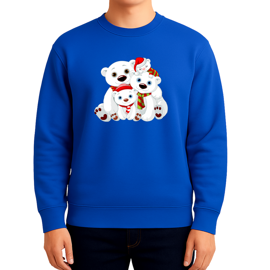 Sweatshirt Estampa De Natal Família Urso