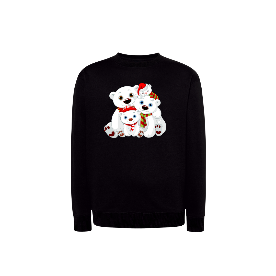 Sweatshirt Estampa De Natal Família Urso