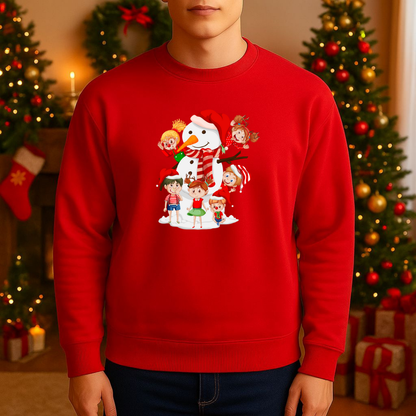Sweatshirt Estampa De Natal Boneco de Neve e Crianças
