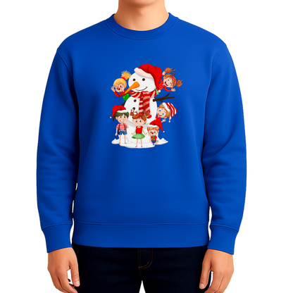 Sweatshirt Estampa De Natal Boneco de Neve e Crianças