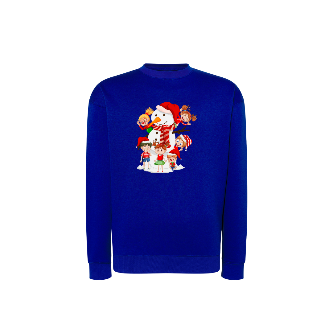 Sweatshirt Estampa De Natal Boneco de Neve e Crianças
