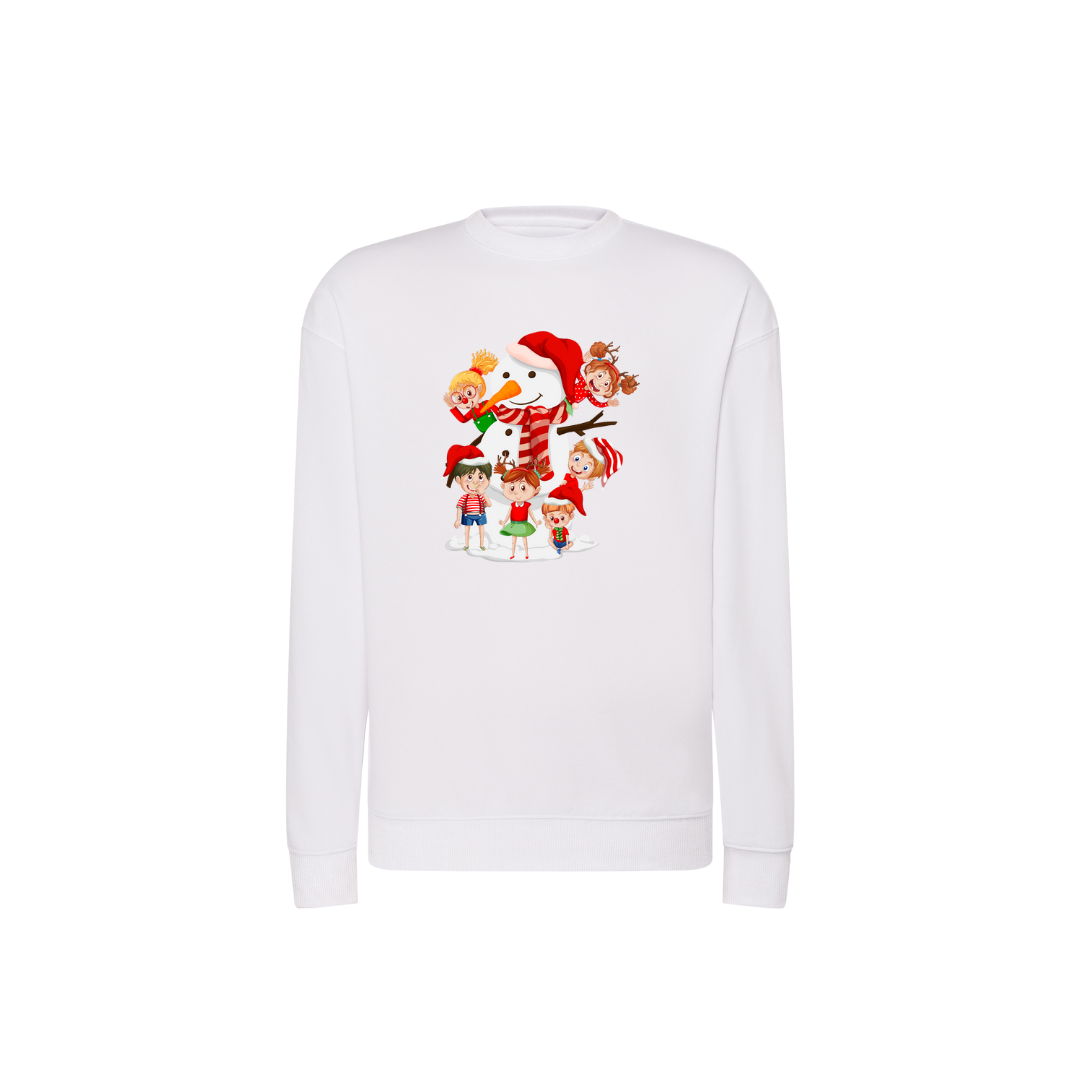 Sweatshirt Estampa De Natal Boneco de Neve e Crianças