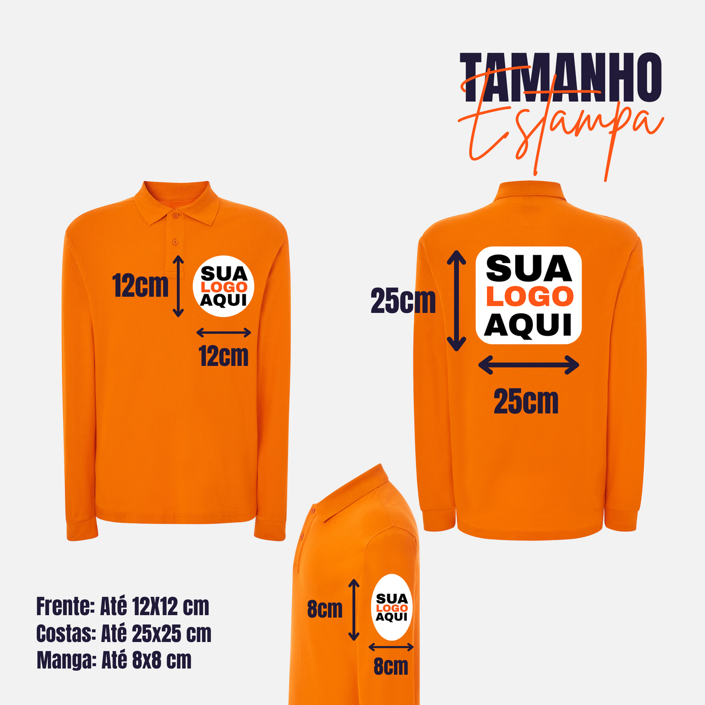 POLO MANGA LONGA ESTAMPA FRENTE + COSTAS + MANGAS