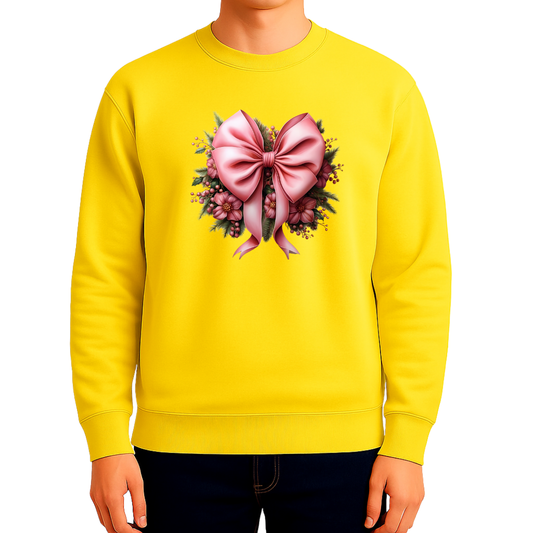 Sweatshirt Estampa De Natal Laço Rosa