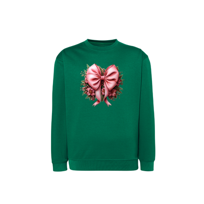Sweatshirt Estampa De Natal Laço Rosa