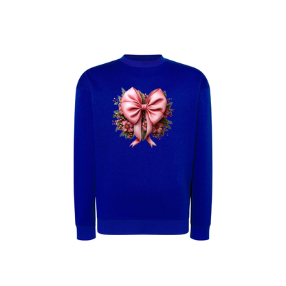 Sweatshirt Estampa De Natal Laço Rosa