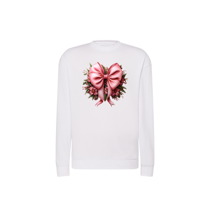 Sweatshirt Estampa De Natal Laço Rosa