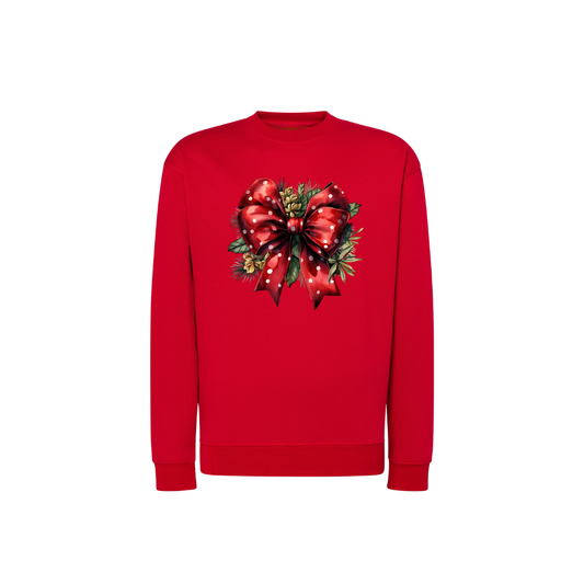 Sweatshirt Estampa De Natal Laço Vermelho