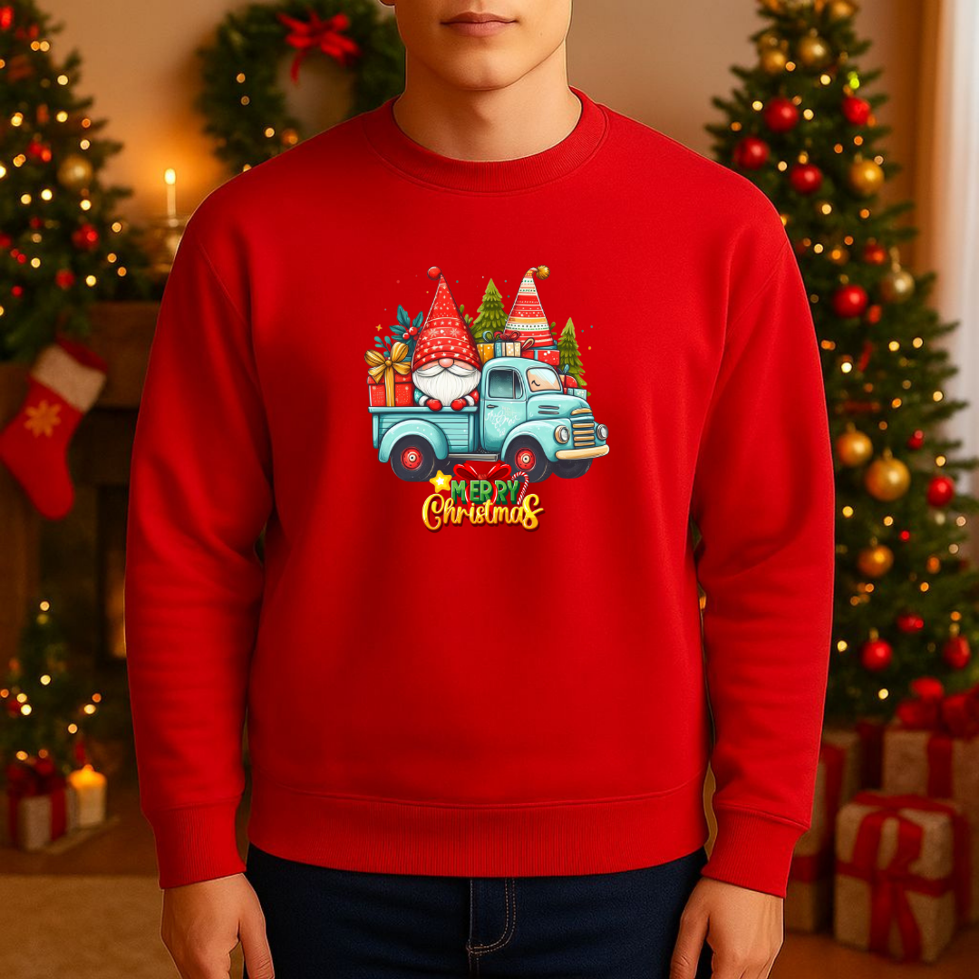 Sweatshirt Estampa De Natal Gnome De Natal Camionete