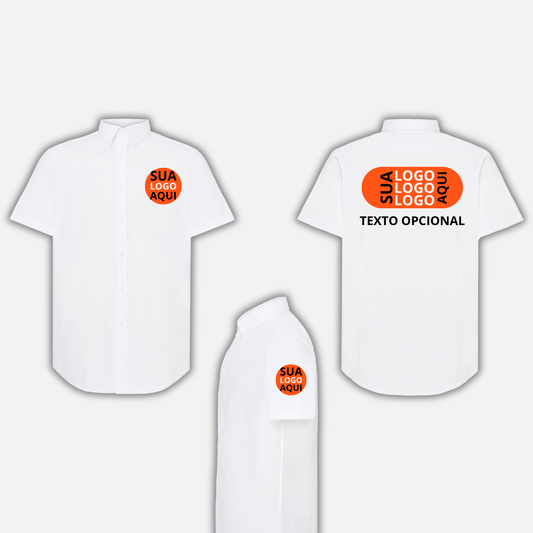 Camisa Social Manga Curta Logo Frente Costa + Manga