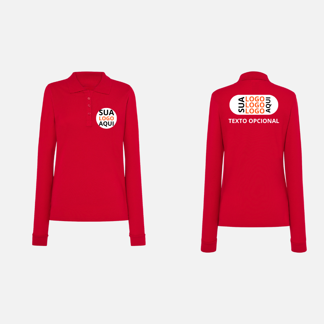 Polo Manga Longa Masculina e Feminina Logo Frente e Costa